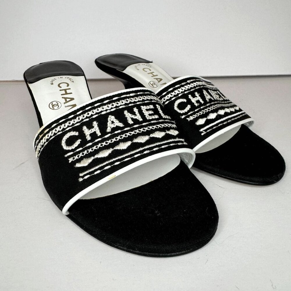 CHANEL Embroidered Slides